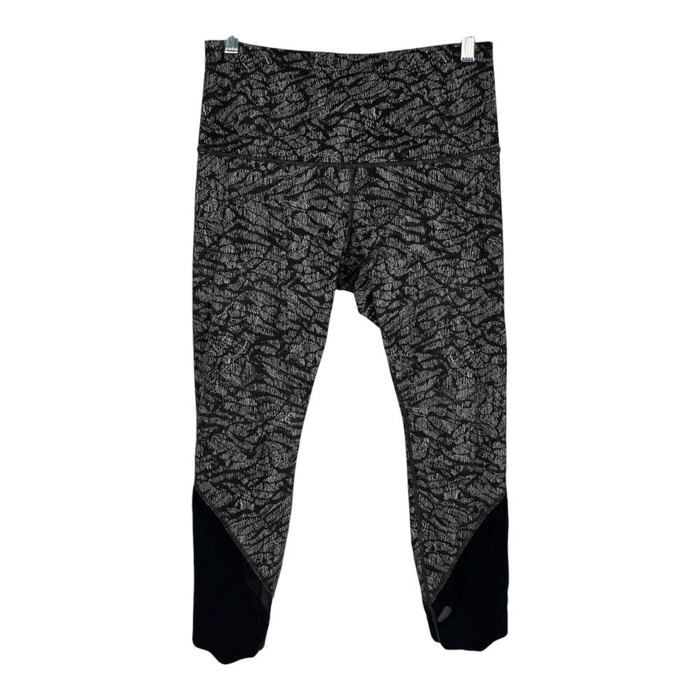 Lululemon In Movement Ultra High Rise Sz 10 Starlight Black Jacquard Workout